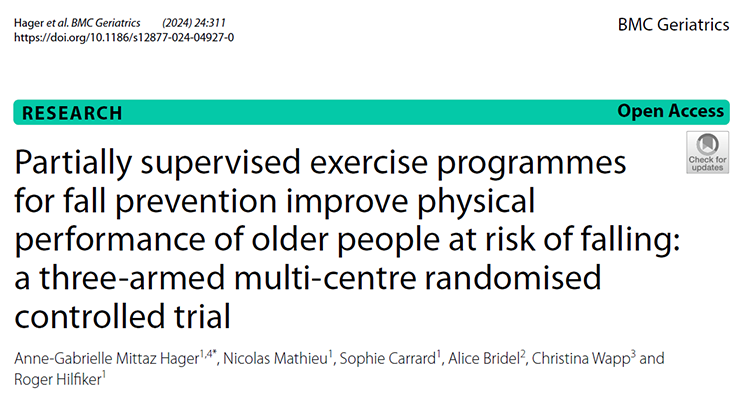 Partially supervised exercise programmes
for fall prevention improve physical performance of older people at risk of falling: a three‑armed multi‑centre randomised controlled trial