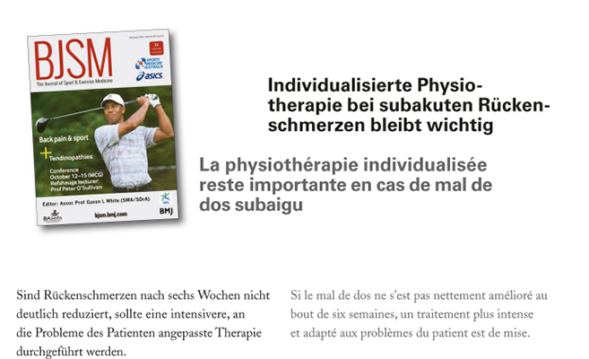 Individualisierte Physiotherapie bei subakuten Rückenschmerzen bleibt wichtig